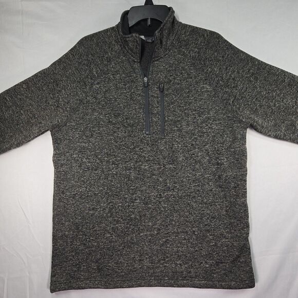 Eddie Bauer 1/4 Zip Sweater Pullover Fleece Men's Large Heathered Grey Pocket - Picture 1 of 11